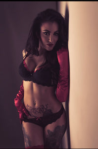 Red gloves and lace
